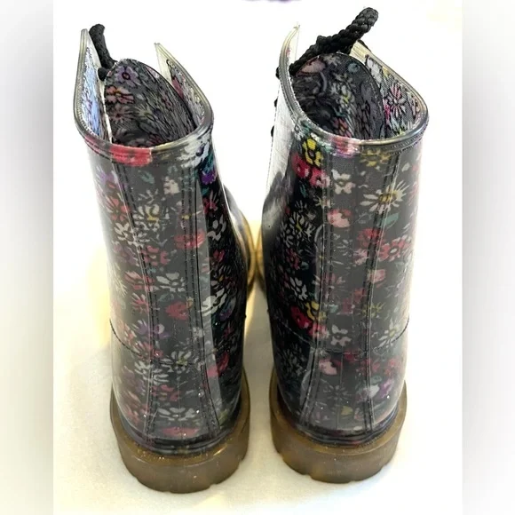Dirty Laundry Roadie Floral Rubber Rain Combat Lace Up Boots Women’s Size 9 - Picture 6 of 16